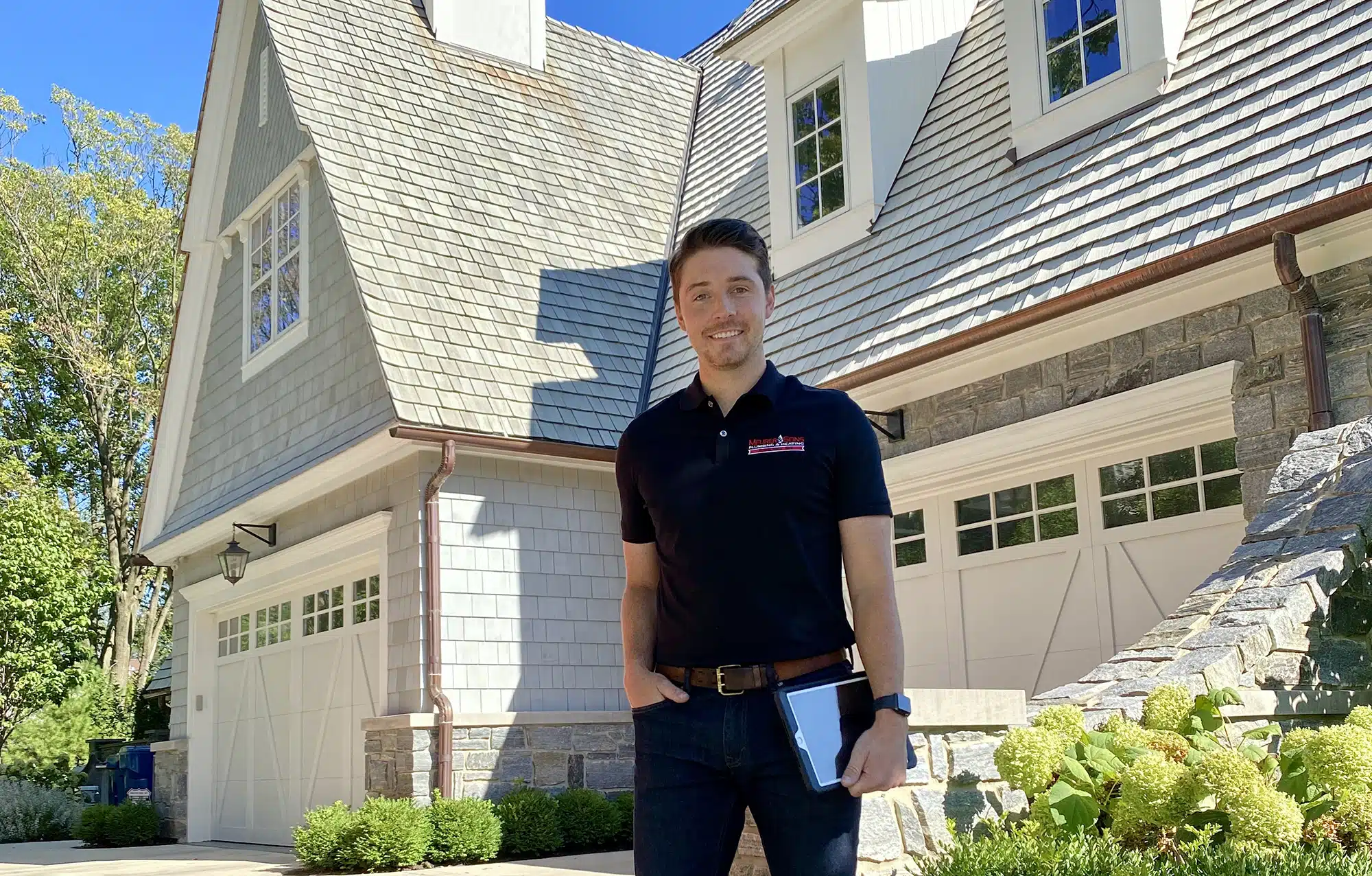 Trailblazer technician in front of residential home in Lockport. IL